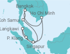 Reiseroute der Kreuzfahrt  13 Nächte - Faszination Südostasien - ab/bis Singapur - Mein Schiff
