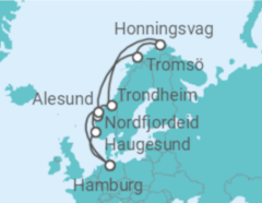 Reiseroute der Kreuzfahrt  Herbstliches Nordkap - MSC Cruises