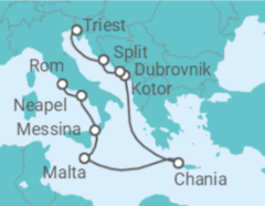 Reiseroute der Kreuzfahrt  Italy, Croatia & Greece - Princess Cruises
