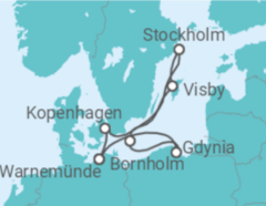 Reiseroute der Kreuzfahrt  Polen, Dänemark, Schweden - MSC Cruises