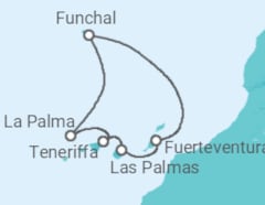 Reiseroute der Kreuzfahrt  7 Nächte - Kanaren mit Madeira - ab/bis Las Palmas - Mein Schiff