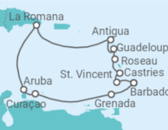 Reiseroute der Kreuzfahrt  Karibische Inseln ab Dominikanische Republik - AIDA