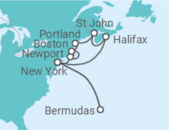 Reiseroute der Kreuzfahrt  Kanada, Bermudas All Inclusive & New York mit Anreisepaket - MSC Cruises