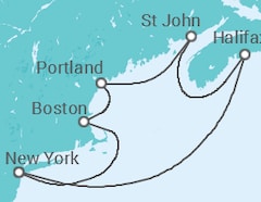 Reiseroute der Kreuzfahrt  USA, Kanada - MSC Cruises