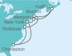 Reiseroute der Kreuzfahrt  American Heritage with Yorktown - Princess Cruises