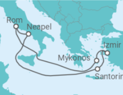 Reiseroute der Kreuzfahrt  Griechenland, Türkei, Italien - MSC Cruises