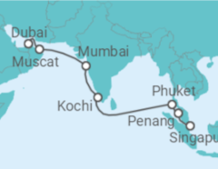 Reiseroute der Kreuzfahrt  Von Dubai nach Singapur   - Royal Caribbean