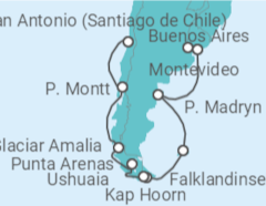 Reiseroute der Kreuzfahrt  Cape Horn & Strait of Magellan - Princess Cruises