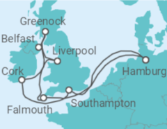 Reiseroute der Kreuzfahrt  Vereinigtes Königreich, Irland Alles Inklusive - MSC Cruises