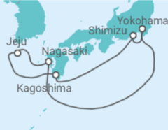 Reiseroute der Kreuzfahrt  Kyushu & Korea - Princess Cruises