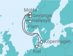 Reiseroute der Kreuzfahrt  Dänemark, Norwegen - MSC Cruises