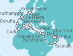 Reiseroute der Kreuzfahrt  Von Dubai nach Kopenhagen (Dänemark) - MSC Cruises