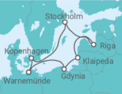 Reiseroute der Kreuzfahrt  Polen, Litauen, Lettland, Schweden, Dänemark Alles Inklusive - MSC Cruises
