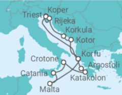 Reiseroute der Kreuzfahrt  Adria & Mittelmeerinseln ab Korfu 1 - AIDA