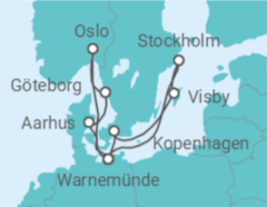 Reiseroute der Kreuzfahrt  Städte der Ostsee ab Warnemünde 2 - AIDA
