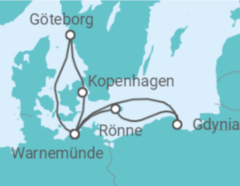 Reiseroute der Kreuzfahrt  Dänemark & Polen ab Warnemünde - AIDA