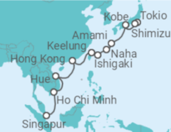 Reiseroute der Kreuzfahrt  Japan, Taiwan, Vietnam & Hongkong 2 - AIDA