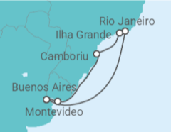 Reiseroute der Kreuzfahrt  Brasilien, Uruguay, Argentinien - Costa Kreuzfahrten