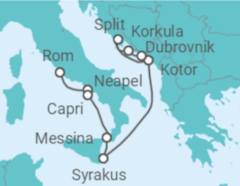 Reiseroute der Kreuzfahrt  Dolce Vita trifft auf malerische Adria - Hapag-Lloyd Cruises