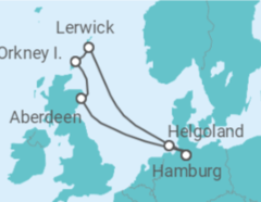 Reiseroute der Kreuzfahrt  Expedition Wildes Schottland: Inspirierende Inselschätze als Sommernachtstraum - mit Flug - Hapag-Lloyd Cruises