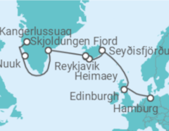Reiseroute der Kreuzfahrt  Expedition Island und Grönland - Arktisches Kaleidoskop in vielen Farben - Hapag-Lloyd Cruises