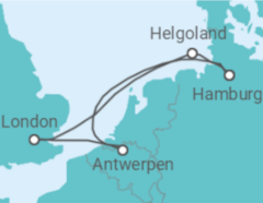 Reiseroute der Kreuzfahrt  Kurzreise Pfingsten/Frühlingsfreude mit London - Zwischen Königen und Küstenträumen - Hapag-Lloyd Cruises
