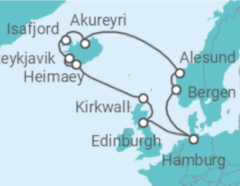 Reiseroute der Kreuzfahrt  Malerisches Island und schottische Kultstätten - mit Flug - Hapag-Lloyd Cruises