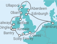 Reiseroute der Kreuzfahrt  Die Legenden Irlands und der Highlands - Hapag-Lloyd Cruises