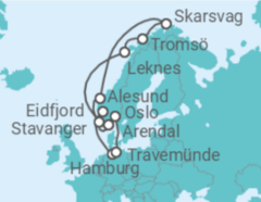 Reiseroute der Kreuzfahrt  Mittsommer in Norwegen - Hapag-Lloyd Cruises