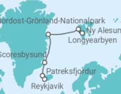 Reiseroute der Kreuzfahrt  Expedition Spitzbergen-Umrundung und Nordostgrönland - Charakterbilder des hohen Nordens - Hapag-Lloyd Cruises
