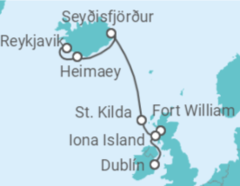 Reiseroute der Kreuzfahrt  Expedition Wildes Schottland und Island: Entdeckersphären - Schön, nah, ursprünglich - mit Flug - Hapag-Lloyd Cruises