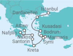 Reiseroute der Kreuzfahrt  Türkische Kulturschätze und griechische Gastfreundschaft - Hapag-Lloyd Cruises