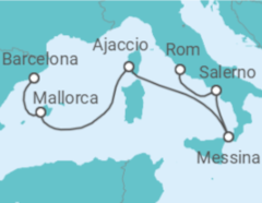 Reiseroute der Kreuzfahrt  Spanien, Frankreich, Italien - Cunard