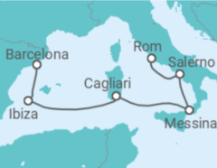 Reiseroute der Kreuzfahrt  Spanien, Italien - Cunard