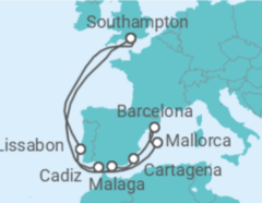 Reiseroute der Kreuzfahrt  Portugal, Spanien - Cunard