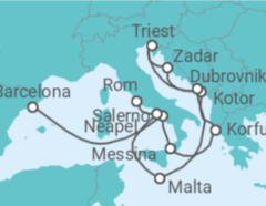 Reiseroute der Kreuzfahrt  Von Barcelona nach Civitavecchia (Rom) - Cunard