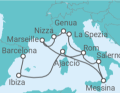Reiseroute der Kreuzfahrt  Von Barcelona nach Civitavecchia (Rom) - Cunard