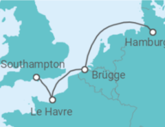 Reiseroute der Kreuzfahrt  Belgien, Frankreich - Cunard