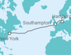 Reiseroute der Kreuzfahrt  Transatlantik Hamburg - New York - mit Flug - Cunard