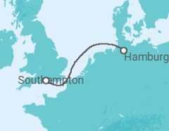 Reiseroute der Kreuzfahrt  Deutschland - Cunard