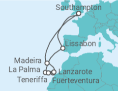 Reiseroute der Kreuzfahrt  Kanaren - Cunard