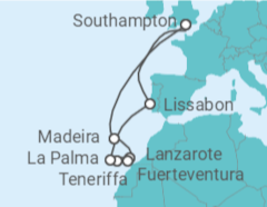 Reiseroute der Kreuzfahrt  Kanaren - Cunard