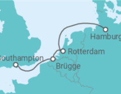 Reiseroute der Kreuzfahrt  Belgien, Niederlande - mit Flug - Cunard
