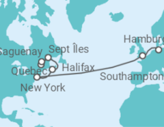 Reiseroute der Kreuzfahrt  Kanada, USA, Vereinigtes Königreich - Cunard