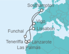 Reiseroute der Kreuzfahrt  Kanaren - MSC Cruceros
