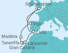 Reiseroute der Kreuzfahrt  Kanaren Alles Inklusive - MSC Cruceros