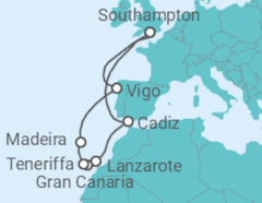 Reiseroute der Kreuzfahrt  Kanaren - MSC Cruceros