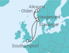 Reiseroute der Kreuzfahrt  NORWEGIAN FJORDS - PO Cruises