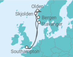 Reiseroute der Kreuzfahrt  Norwegian Fjords - Princess Cruises