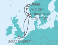 Reiseroute der Kreuzfahrt  Norwegian Fjords - Princess Cruises